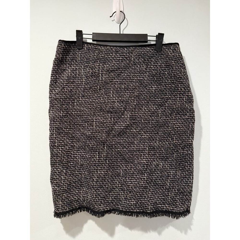 Tahari Tweed Wool Pencil Skirt XL Lined Career Academia Office Workwear Travel
